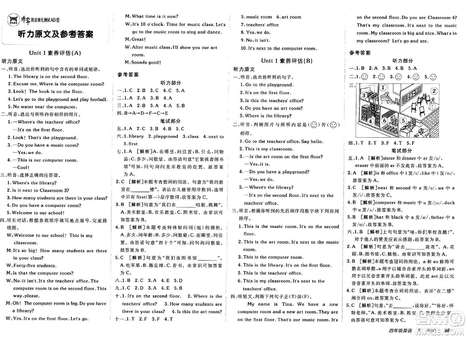 新疆青少年出版社2025年春神龍教育非常海淀單元測(cè)試AB卷四年級(jí)英語(yǔ)下冊(cè)人教PEP版答案