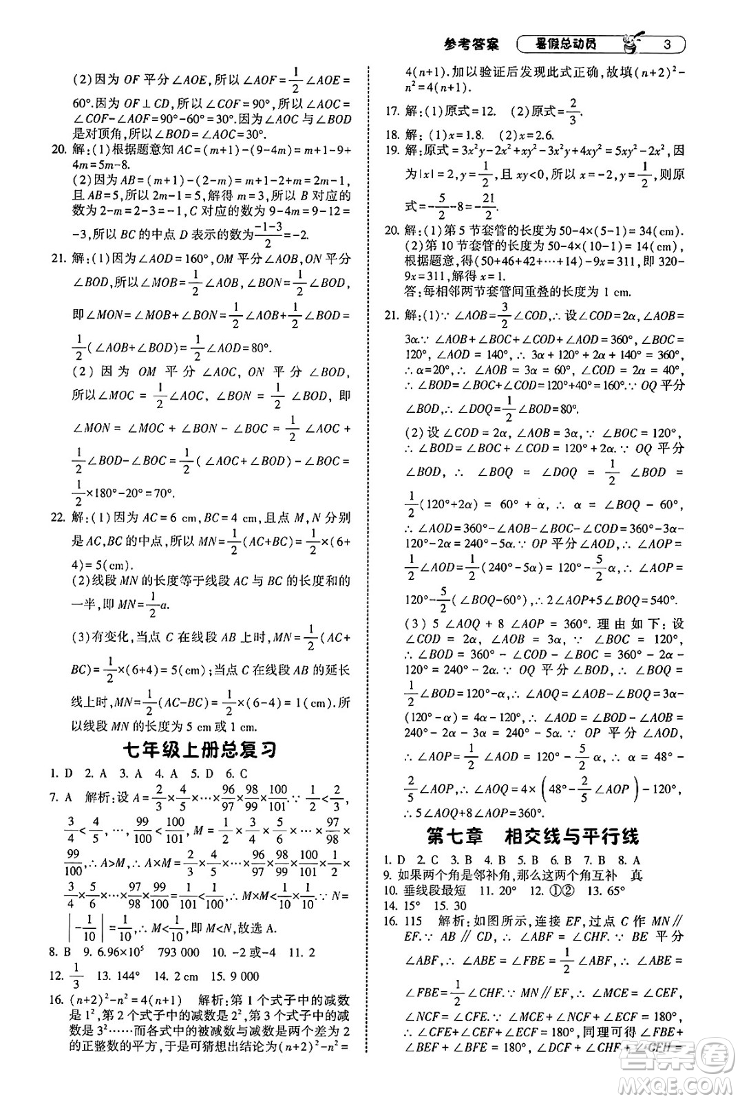 寧夏人民教育出版社2025年經(jīng)綸學(xué)霸暑假總動(dòng)員七年級(jí)數(shù)學(xué)全冊(cè)人教版答案