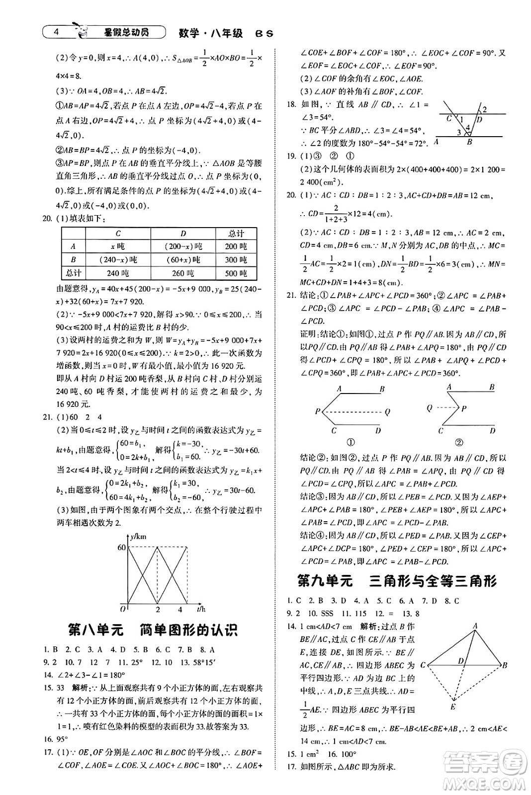寧夏人民教育出版社2025年經(jīng)綸學霸暑假總動員八年級數(shù)學全冊北師大版答案