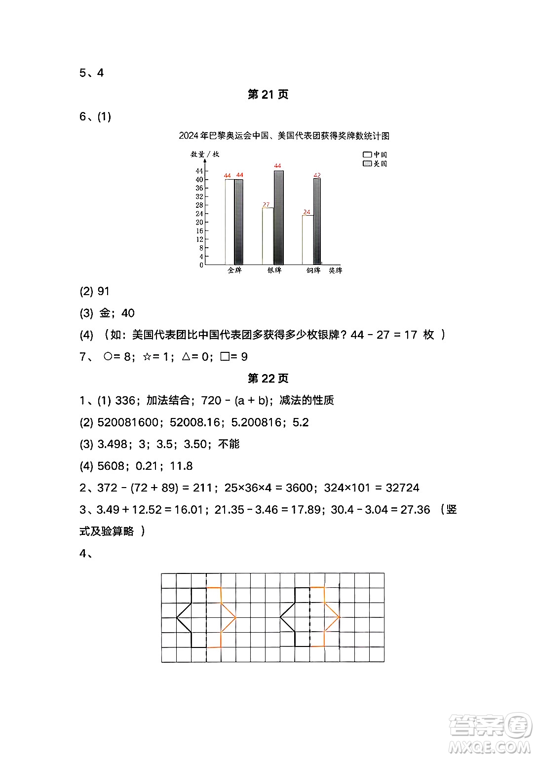 海燕出版社2025年暑假生活四年級數(shù)學(xué)全冊人教版答案