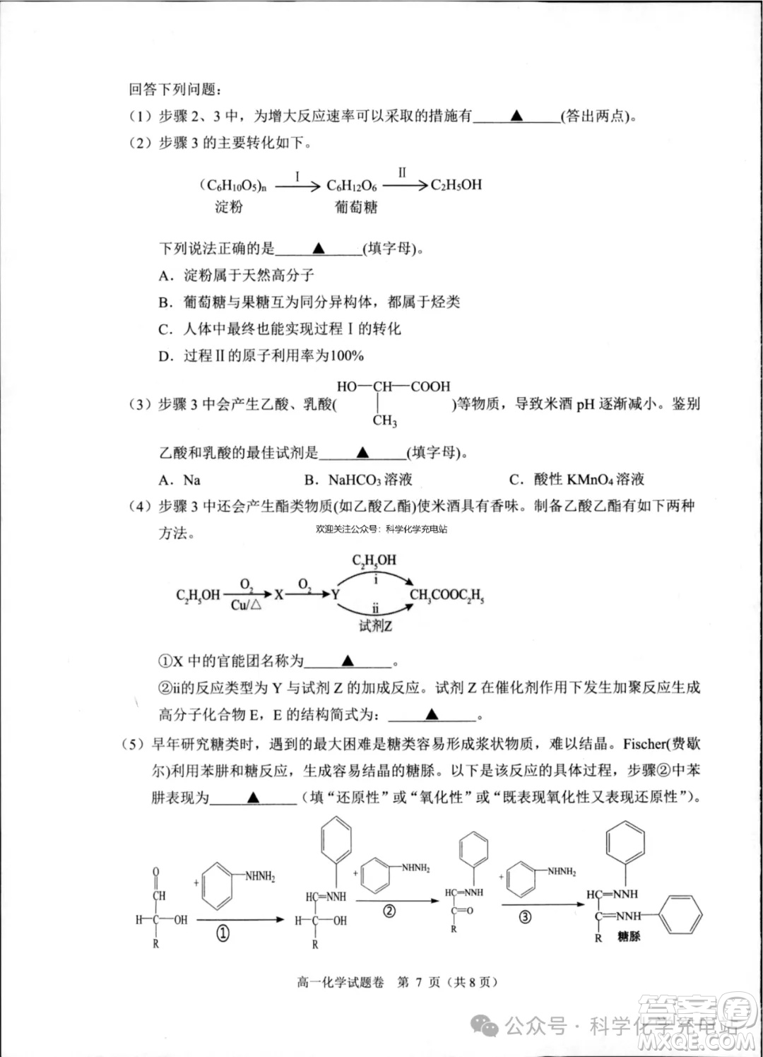 2025年杭州部分學校下學期期末考試高一化學試卷答案