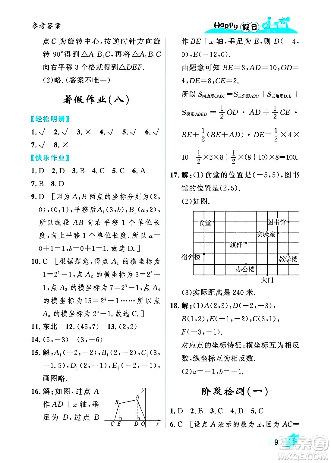 黑龍江少年兒童出版社2025年Happy假日暑假七年級數(shù)學全冊人教版答案