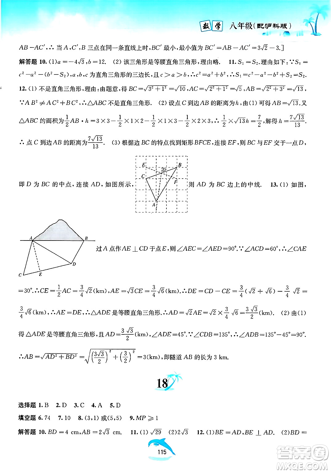 黃山書(shū)社2025年暑假作業(yè)八年級(jí)數(shù)學(xué)全冊(cè)滬科版答案