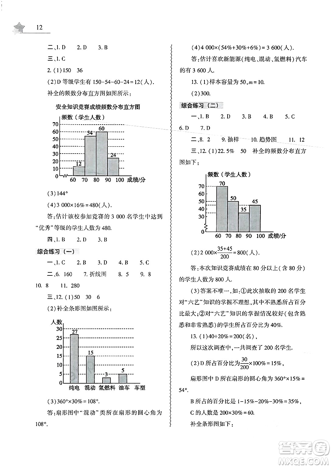大象出版社2025年暑假作業(yè)本七年級數(shù)學(xué)全冊人教版答案