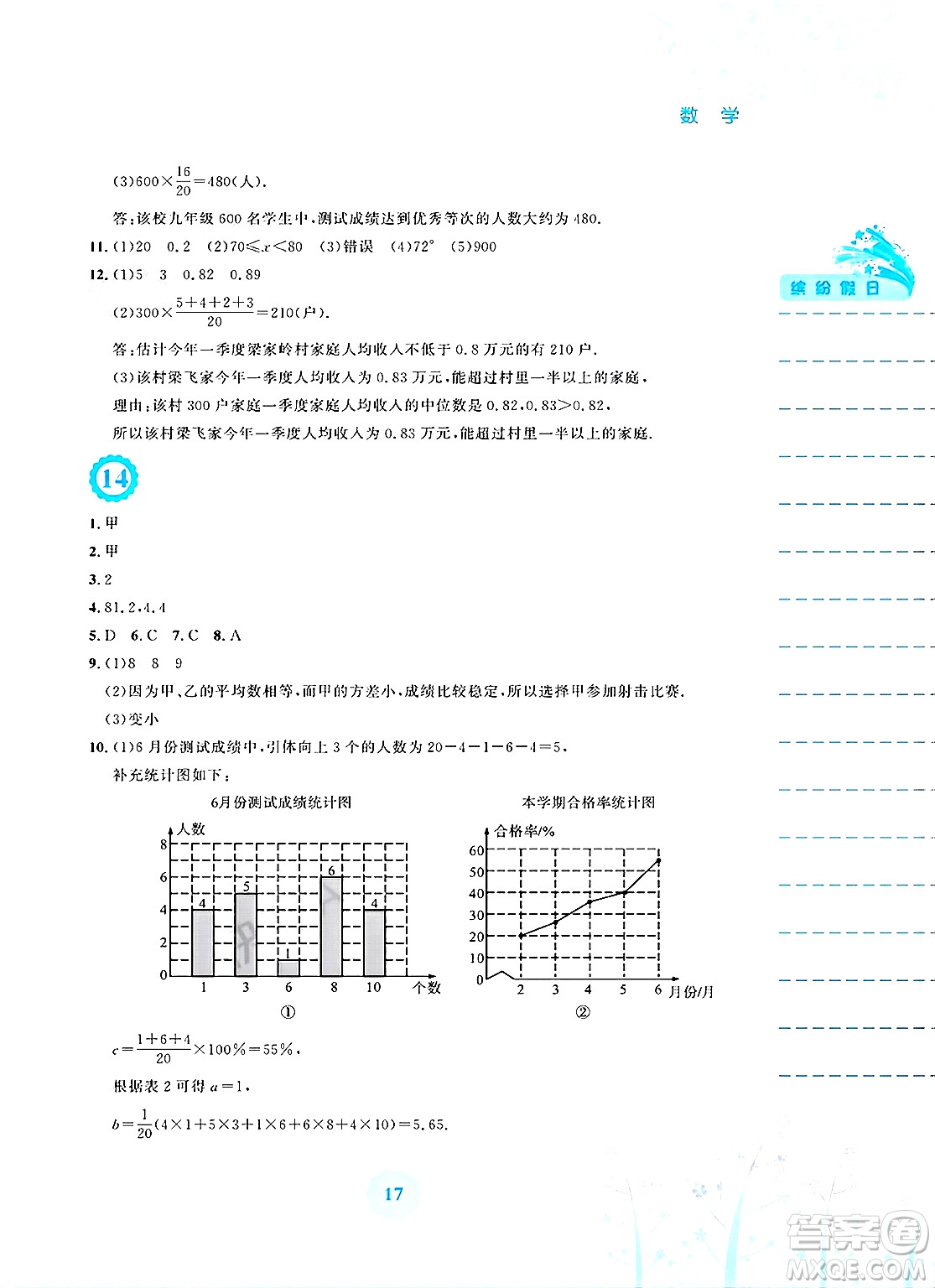 安徽教育出版社2025年暑假生活八年級數(shù)學(xué)全冊通用版S答案