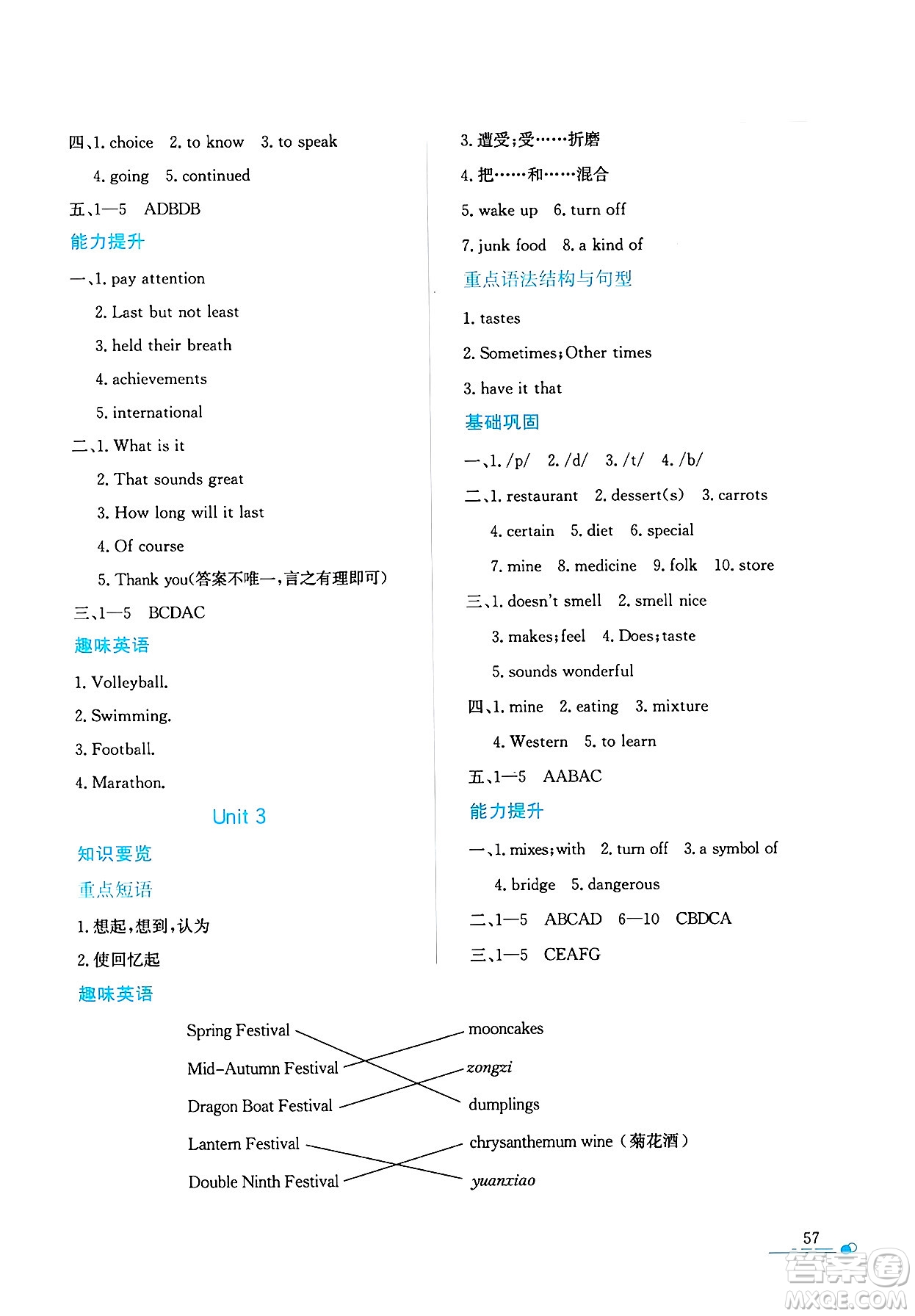 陜西人民教育出版社2025年陜教出品暑假作業(yè)與生活七年級英語全冊牛津版答案