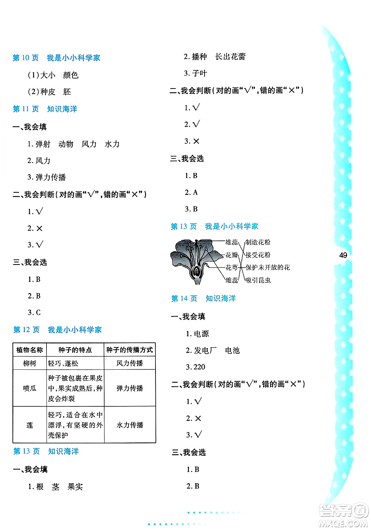 陜西人民教育出版社2025年陜教出品暑假作業(yè)與生活四年級科學(xué)全冊K版答案