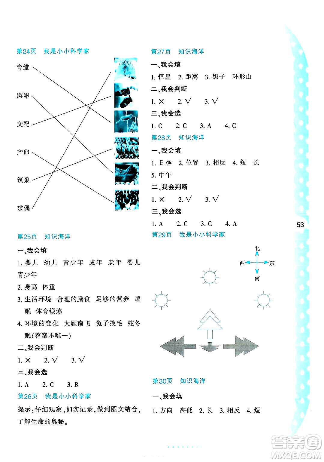 陜西人民教育出版社2025年陜教出品暑假作業(yè)與生活三年級(jí)科學(xué)全冊(cè)K版答案