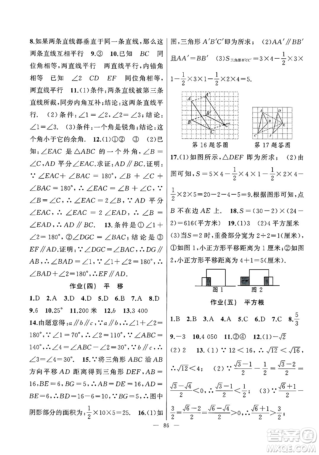 新疆青少年出版社2025年高效課堂系列暑假作業(yè)七年級數(shù)學(xué)全冊通用版答案