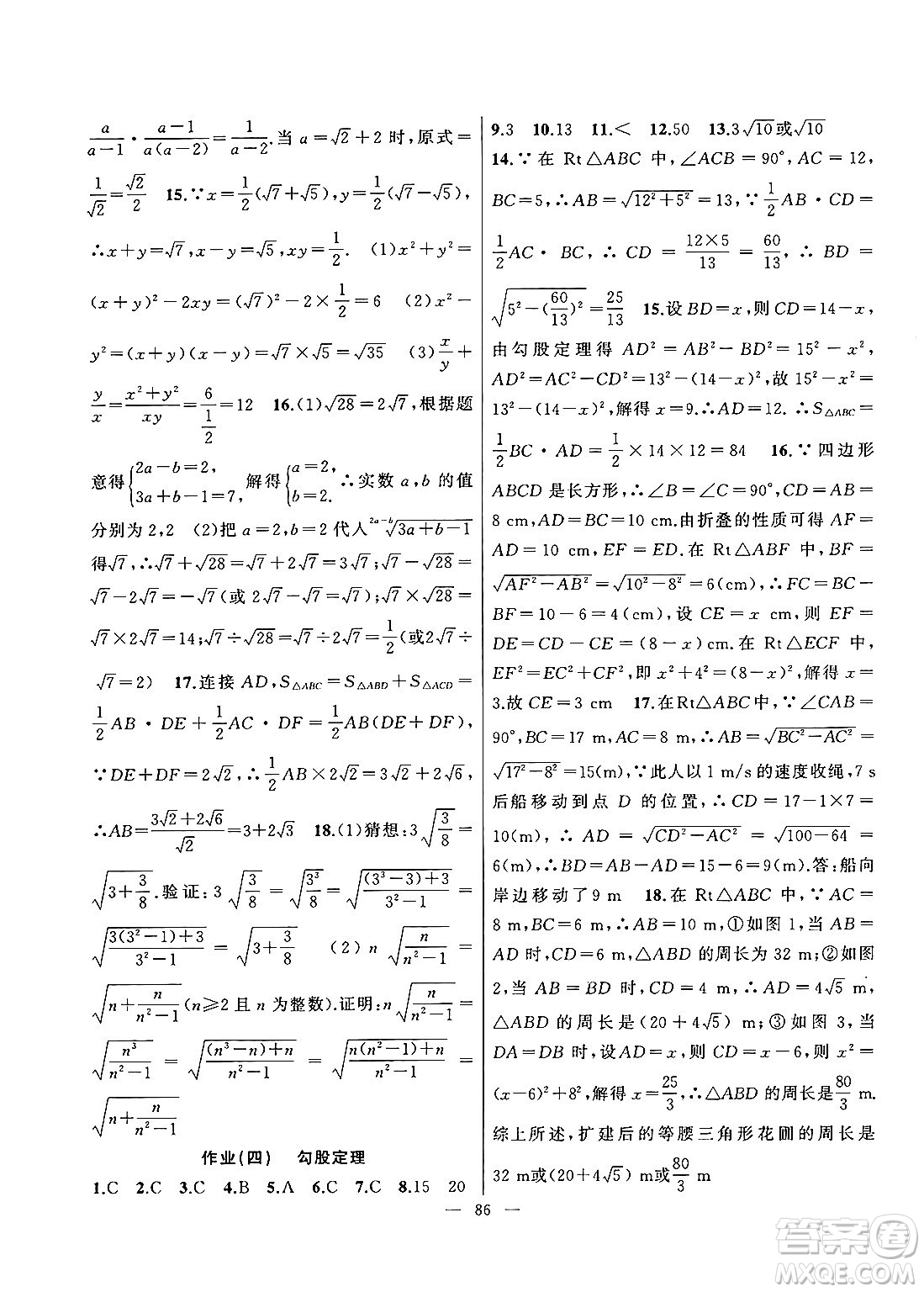 新疆青少年出版社2025年高效課堂系列暑假作業(yè)八年級(jí)數(shù)學(xué)全冊(cè)通用版答案