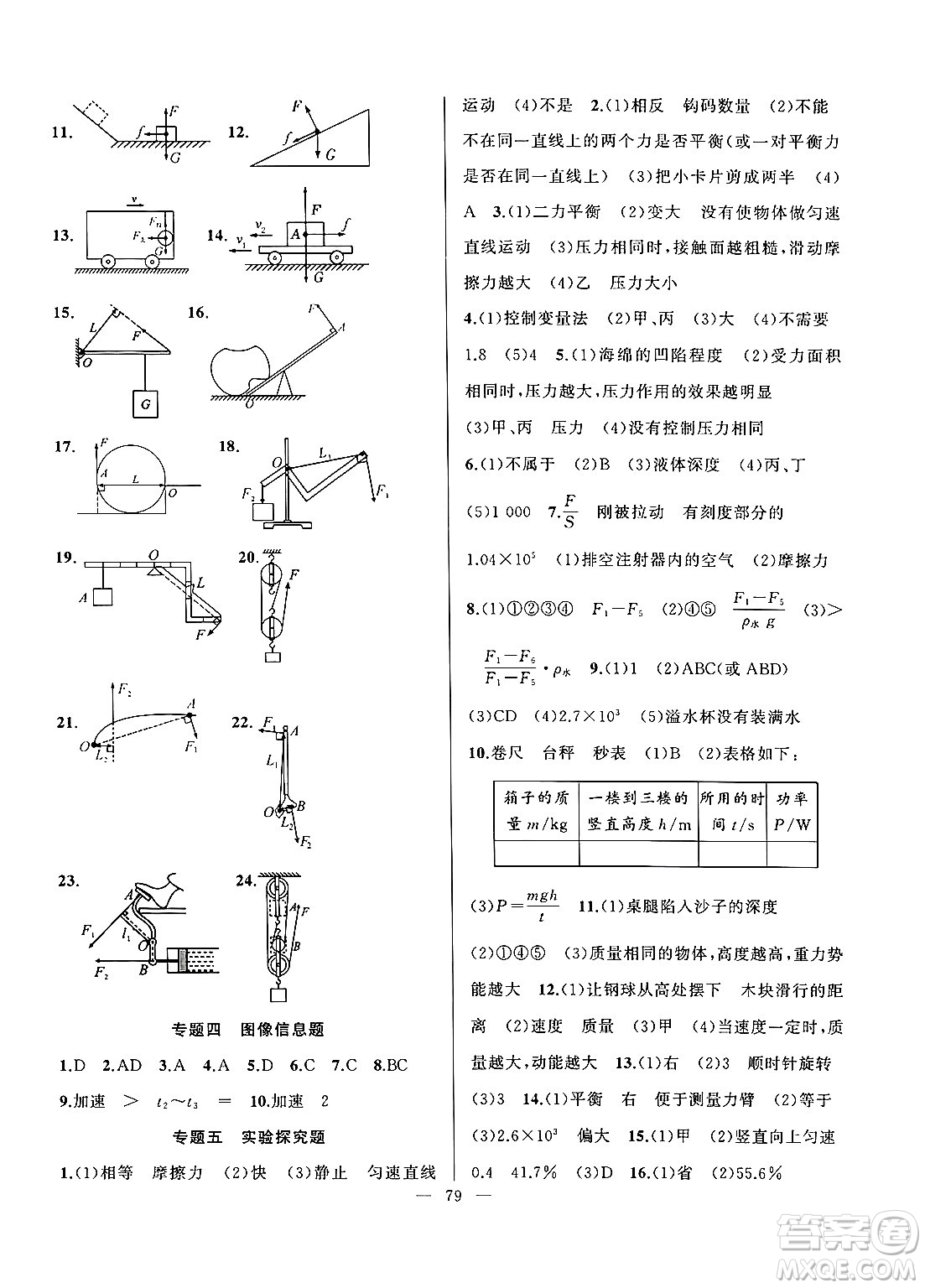 新疆青少年出版社2025年高效課堂系列暑假作業(yè)八年級(jí)物理全冊(cè)通用版答案
