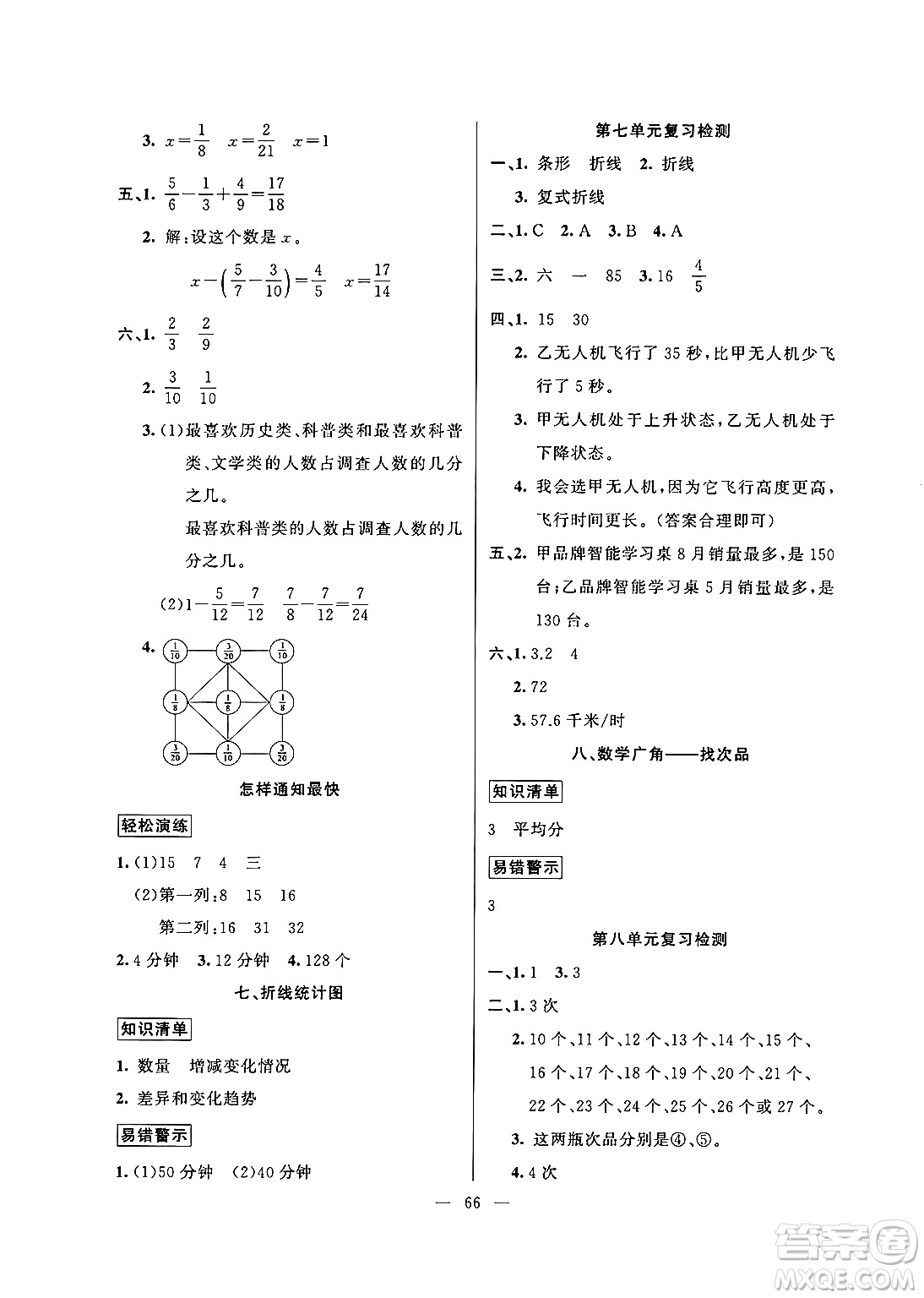 新疆青少年出版社2025年高效課堂系列暑假作業(yè)五年級數(shù)學全冊通用版答案