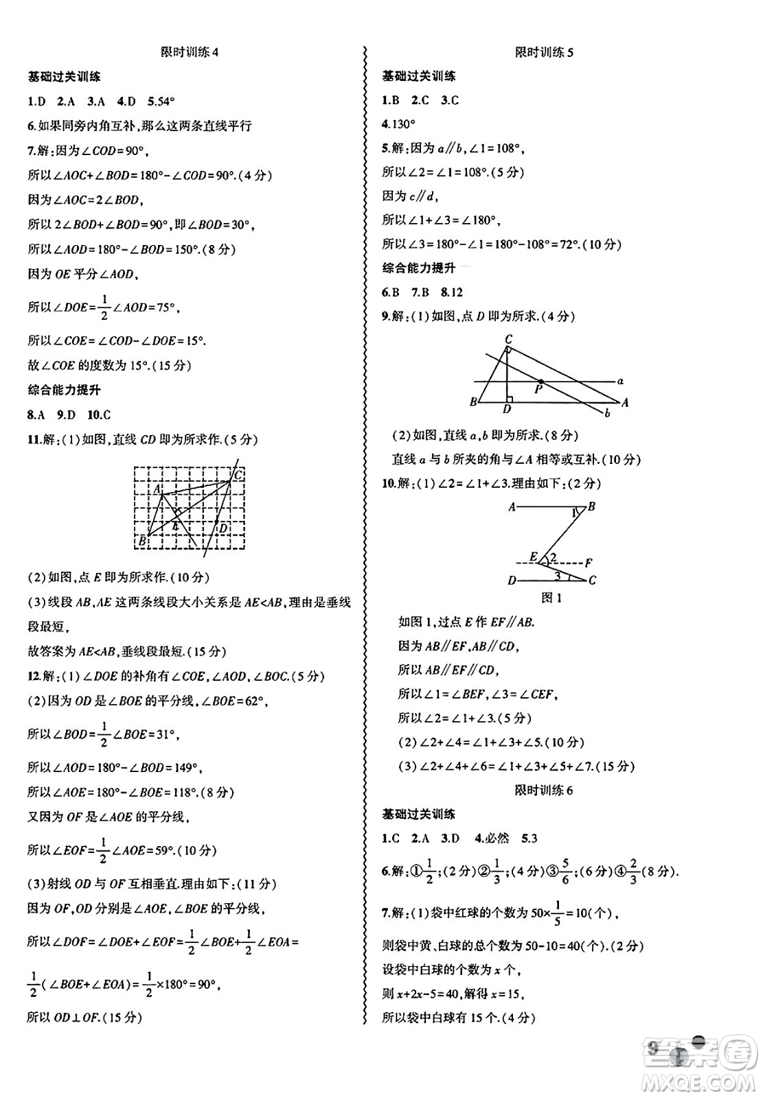 安徽大學出版社2025年徽文文化假期總動員暑假必刷題七年級數學全冊北師大版答案