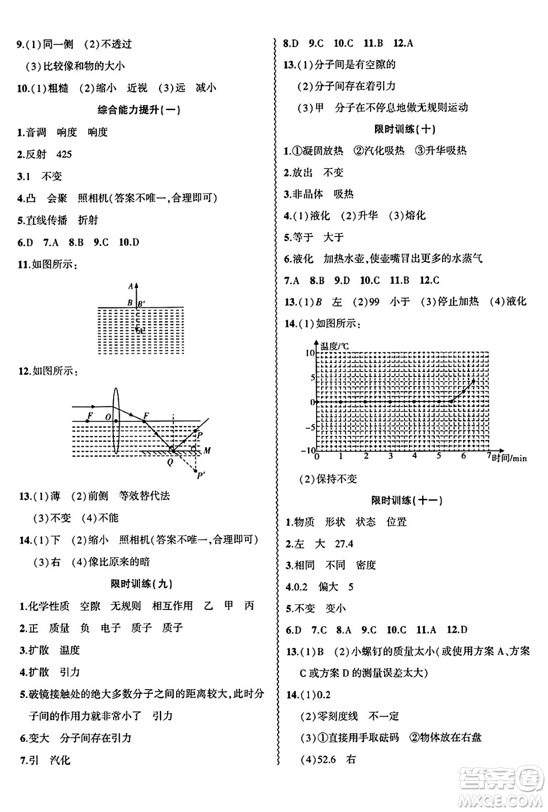 安徽大學出版社2025年徽文文化假期總動員暑假必刷題八年級物理全冊滬粵版答案